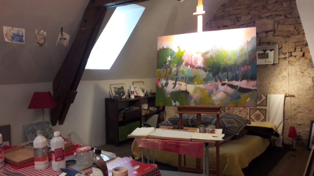 atelier sous le toit tableau huile et pinceau paysage provence