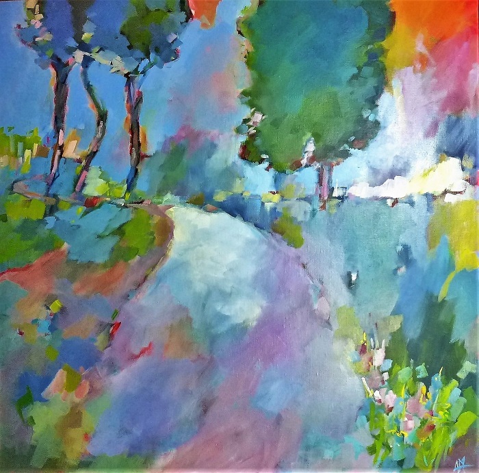 agnes martin genty peintre huile paysage contemporain figuratif couleurs chemin compostelle arbres