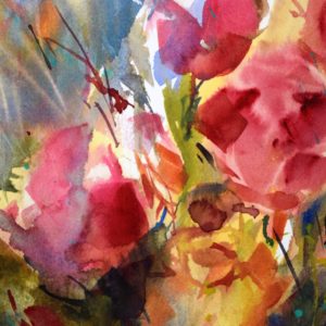 bouquet roses pinceau vivant cours aquarelle