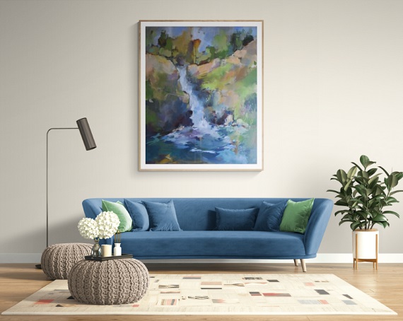 agnes martin genty tableau d un torrent dans le salon avec un canapé