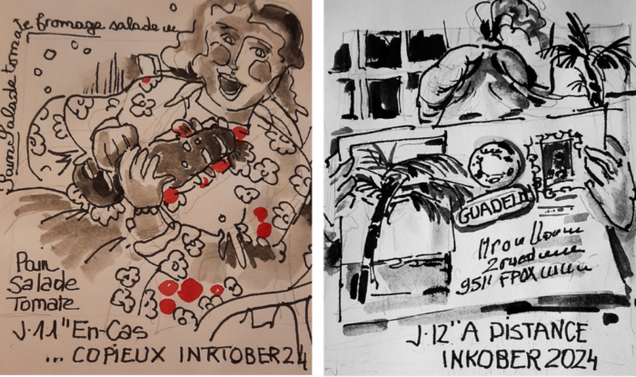 croquis noir -rouge inktober 2024 agnes martin genty