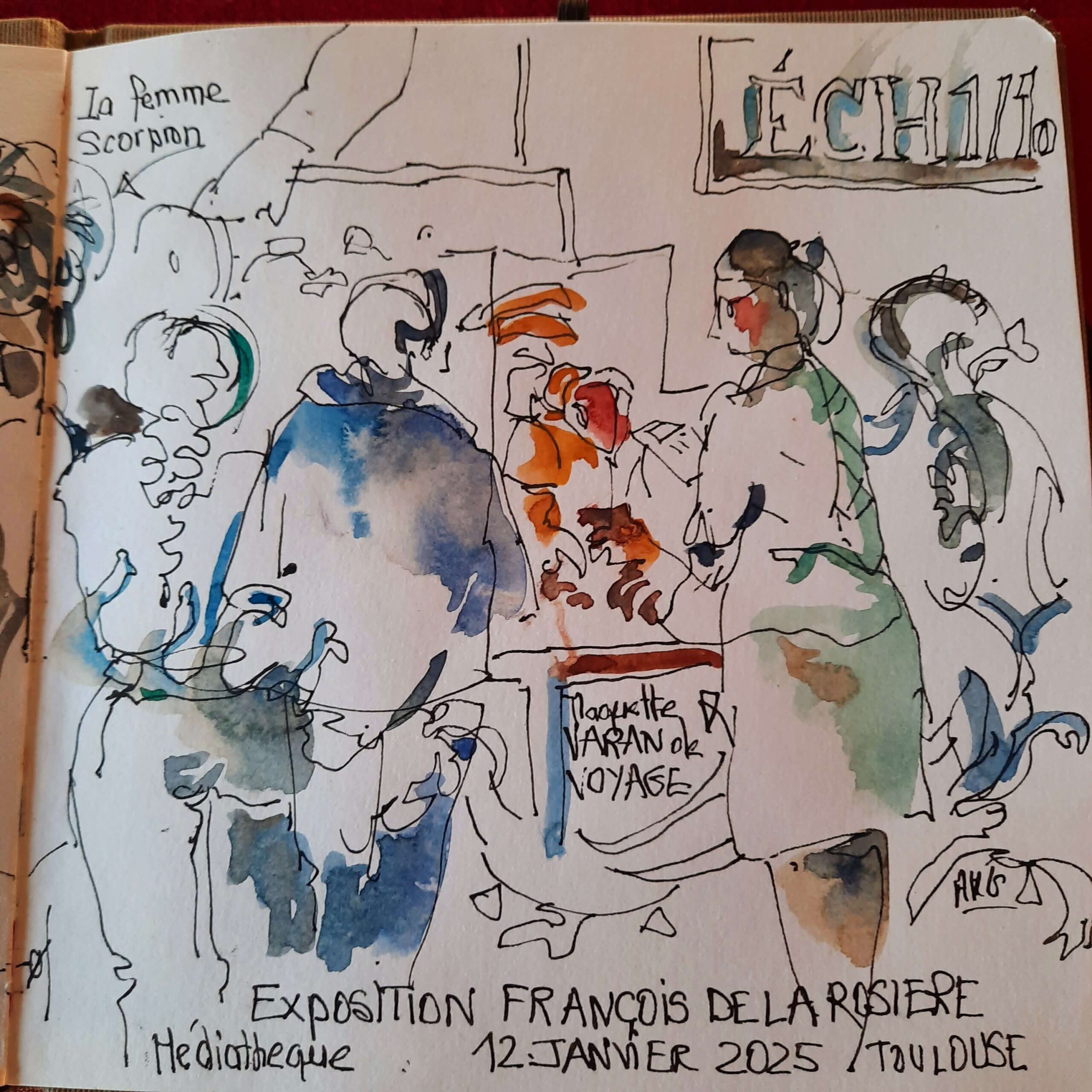 croquis encre aquarelle carnet voyage usk toulouse